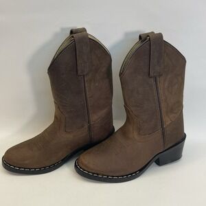 Masterson Co. Youth Size 9 M REAL Leather Brown Western Cowboy Boots